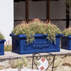 Vaso da esterno 100x50 cm festonato tutta capienza in polietilene blu - Fester