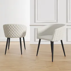 Set 2 poltrone in tessuto crema struttura in metallo nero - Jannet