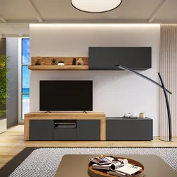Parete attrezzata 245x40 cm antracite e rovere wotan - Kayros