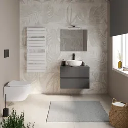Mobile bagno sospeso 70 cm antracite con cassetti e top con specchio - Cuki