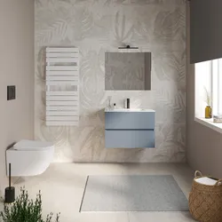 Mobile bagno sospeso 70 cm carta da zucchero con cassetti e lavabo con specchio - Cuki