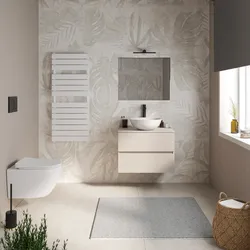 Mobile bagno sospeso 70 cm cashmere con cassetti e top con specchio - Cuki