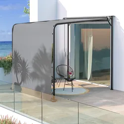 Pergola 3x2,5 m in acciaio nero con telo scorrevole grigio - Hedera