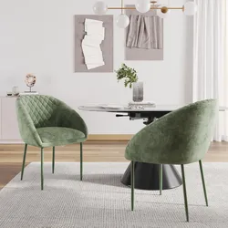 Set 2 sedie in ciniglia con gambe in metallo verde salvia - Myba