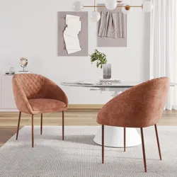 Set 2 sedie in ciniglia rosa antico con gambe in metallo terracotta - Myba