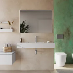 Lavabo sospeso 90x46 cm in hpl bianco effetto marmo apuano imperiale - Megara