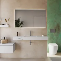 Lavabo sospeso 120x46 cm in hpl bianco effetto marmo apuano imperiale - Megara