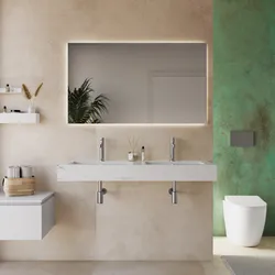 Lavabo doppio 120x46 cm in hpl bianco effetto marmo apuano imperiale - Megara