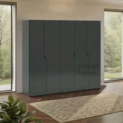 Armadio battente 250x223h cm 5 ante con soft close antracite lucido - Airole