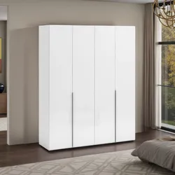 Armadio battente 200x223h cm 4 ante con soft close bianco laccato lucido - Arsita