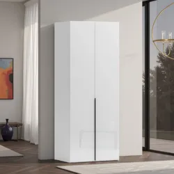 Armadio battente 101x223h cm 2 ante con soft close bianco laccato lucido - Arsita