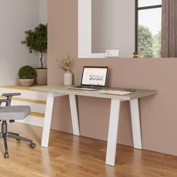 Scrivania 150x70 cm top argilla 38 mm e gambe in metallo bianco - Juls
