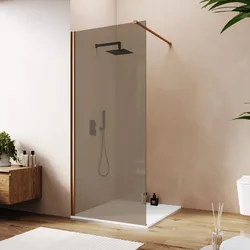 Box doccia Walk in 100 cm vetro 8 mm anticalcare bronzato e profilo bronzo 200h - Keep
