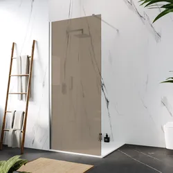 Box doccia Walk in 100 cm vetro 8 mm anticalcare bronzato e profilo cromo 200h - Keep