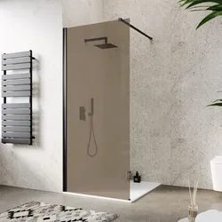 Box doccia Walk in 100 cm vetro 8 mm anticalcare bronzato e profilo nero 200h - Keep