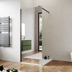 Box doccia Walk in 100 cm vetro 8 mm anticalcare specchiato e profilo nero 200h - Keep