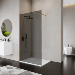 Box doccia Walk in 110 cm vetro 8 mm anticalcare fumè e profilo bronzo 200h - Keep