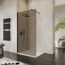 Box doccia Walk in 120 cm vetro 8 mm anticalcare bronzato e profilo nero 200h - Keep
