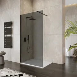 Box doccia Walk in 120 cm vetro 8 mm anticalcare fumè e profilo nero 200h - Keep