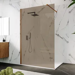 Box doccia Walk in 130 cm vetro 8 mm anticalcare bronzato e profilo bronzo 200h - Keep