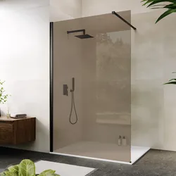 Box doccia Walk in 130 cm vetro 8 mm anticalcare bronzato e profilo nero 200h - Keep