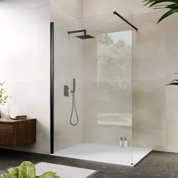 Box doccia Walk in 130 cm vetro 8 mm anticalcare trasparente e profilo nero 200h - Keep