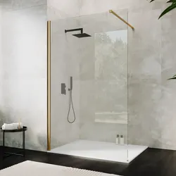 Box doccia Walk in 130 cm vetro 8 mm anticalcare trasparente e profilo oro 200h - Keep