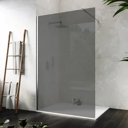 Box doccia Walk in 140 cm vetro 8 mm anticalcare fumè e profilo cromo 200h - Keep