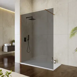Box doccia Walk in 160 cm vetro 8 mm anticalcare fumè e profilo bronzo 200h - Keep