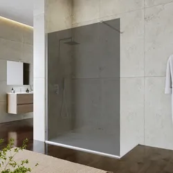Box doccia Walk in 160 cm vetro 8 mm anticalcare fumè e profilo cromo 200h - Keep