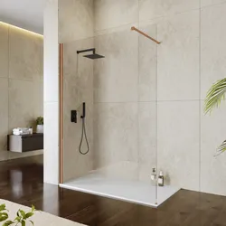 Box doccia Walk in 160 cm vetro 8 mm anticalcare trasparente e profilo bronzo 200h - Keep