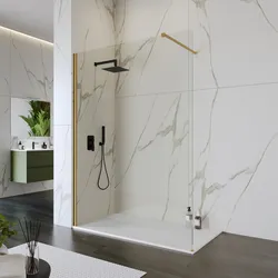 Box doccia Walk in 160 cm vetro 8 mm anticalcare trasparente e profilo oro 200h - Keep