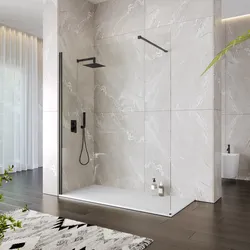 Box doccia Walk in 170 cm vetro 8 mm anticalcare trasparente e profilo nero 200h - Keep