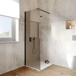 Box doccia Walk in 70 cm vetro 8 mm anticalcare bronzato e profilo nero 200h - Keep