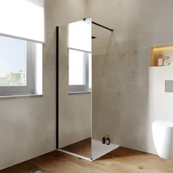 Box doccia Walk in 70 cm vetro 8 mm anticalcare specchiato e profilo nero 200h - Keep