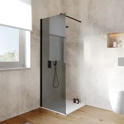 Box doccia Walk in 80 cm vetro 8 mm anticalcare fumè e profilo nero 200h - Keep