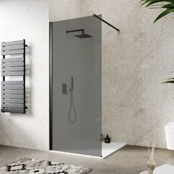 Box doccia Walk in 90 cm vetro 8 mm anticalcare fumè e profilo nero 200h - Keep