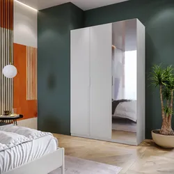 Armadio battente 150x236h cm bianco con 3 ante reversibili bianco e specchio - Ventur