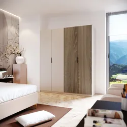 Armadio battente 200x236h cm cashmere con 4 ante reversibili cashmere e rovere tartufo - Ventur