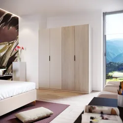 Armadio battente 200x236h cm cashmere con 4 ante reversibili cashmere e gessato - Ventur