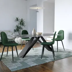 Tavolo da pranzo 180x90 cm top in ceramica antracite effetto plumbo e gambe in acciaio nero - Nadul