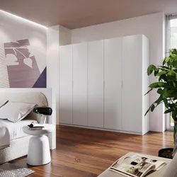 Armadio battente 250x236h cm bianco con 5 ante reversibili bianco - Ventur