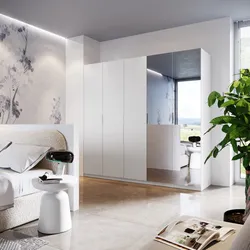 Armadio battente 250x236h cm bianco con 5 ante reversibili bianco e specchio - Ventur