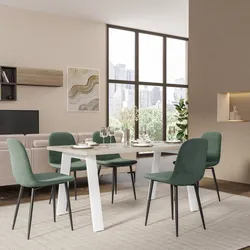 Tavolo da pranzo 160x80 cm top argilla 38 mm e gambe in metallo bianco - Juls