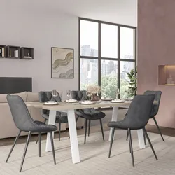 Tavolo da pranzo 180x90 cm top argilla 38 mm e gambe in metallo bianco - Juls