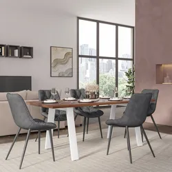 Tavolo da pranzo 180x90 cm top effetto rovere deciso 38 mm e gambe in metallo bianco - Juls