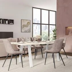 Tavolo da pranzo 200x100 cm top effetto rovere bianco 38 mm e gambe in metallo bianco - Juls