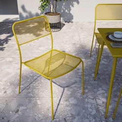 Sedia da esterno impilabile in acciaio senape - Faber