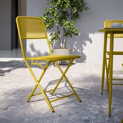 Sedia da esterno pieghevole in acciaio senape - Faber