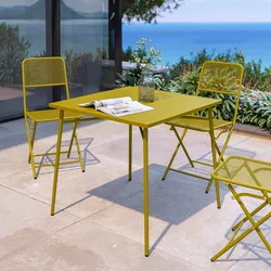 Tavolo da esterno 80x80 cm in acciaio senape - Faber